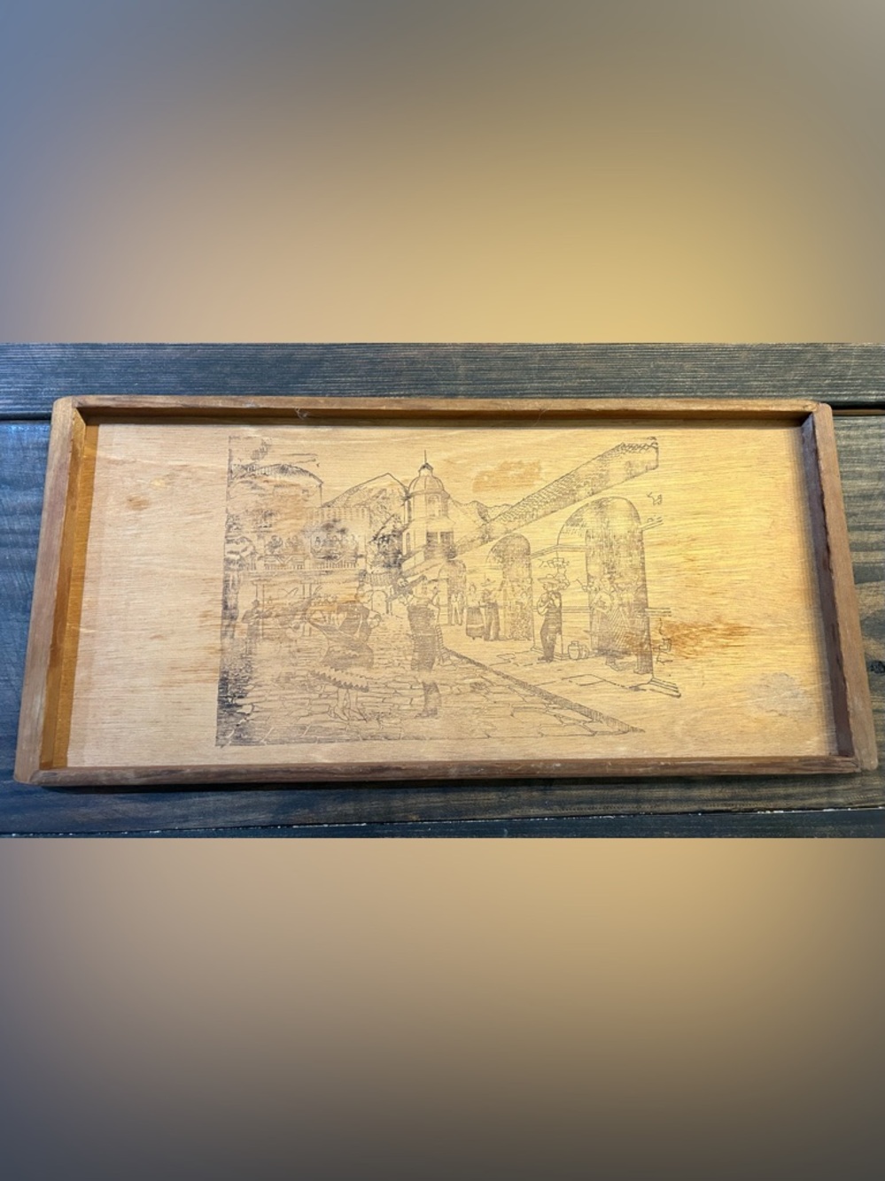 Vintage California Redwood Lumbar Tray